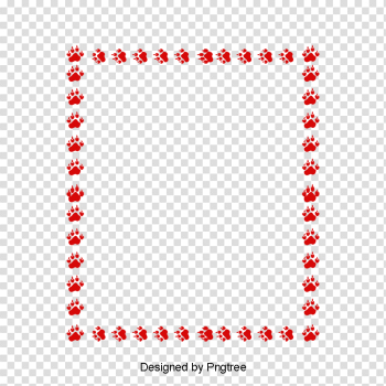 Red Dog Paw Prints Border, Dog Clipart, Paw Clipart, Frame PNG ...