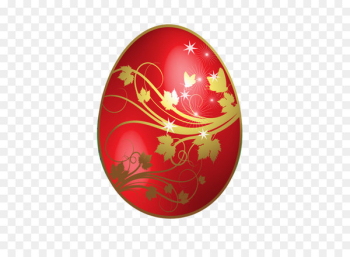 Red Easter egg Clip art - Large Red Easter Egg With Gold Flowers Ornaments 