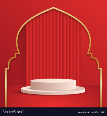 red elegant islamic product podium