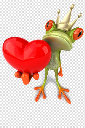 Red-eyed tree frog holding heart illustration, Argentine horned frog Valentines Day Heart , frog transparent background PNG clipart