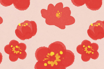 Red floral pattern background psd hand drawn Red floral pattern background psd hand drawn