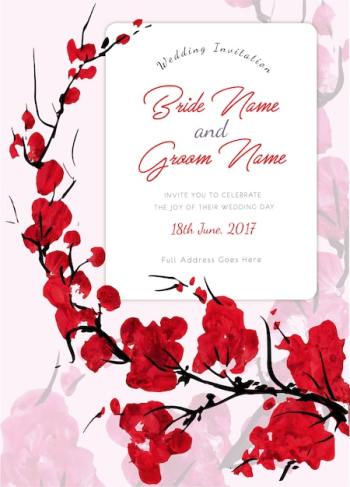 Red flowers wedding invitation Red flowers wedding invitation