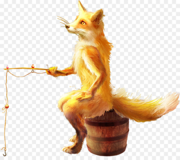 Red fox Angling Illustration - Fishing fox Red fox Angling Illustration - Fishing fox
