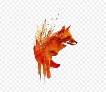 Red fox Poster Printing Printmaking - Hand-painted fox Red fox Poster Printing Printmaking - Hand-painted fox