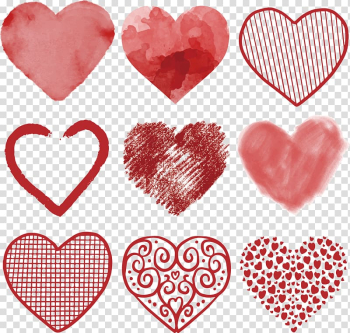 Red heart , Heart Euclidean , hand-drawn heart transparent background PNG clipart