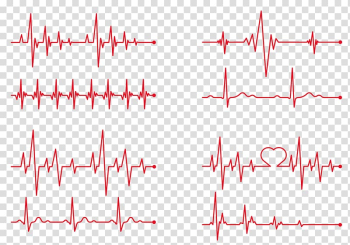 Red lifeline illustration collage, Heart rate Electrocardiography , ECG red line Creative transparent background PNG clipart