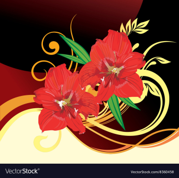 Red Lily Floral Background vector image Red Lily Floral Background vector image