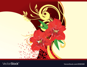 Red Lily Floral Background vector image Red Lily Floral Background vector image
