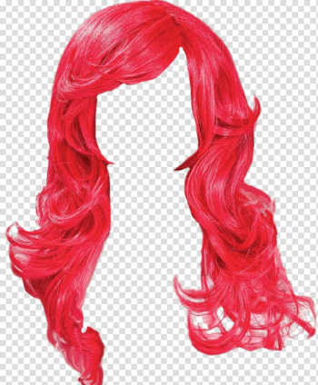 Red long hair wig transparent background PNG clipart