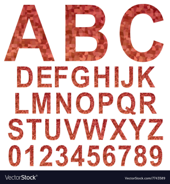Red mosaic font set vector image Red mosaic font set vector image