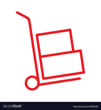 red moving hand truck line art icon