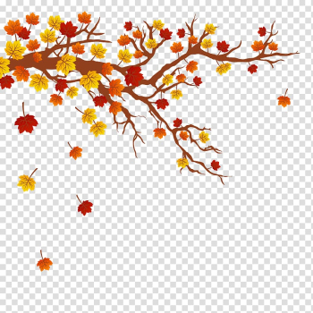 Red, orange, and red leaf tree illustration, Autumn leaf color Tree Branch, autumn maple leaves transparent background PNG clipart