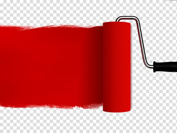 Red paint rolled in paint roller illustration, Paint Rollers Red Paintbrush House painter and decorator, blush transparent background PNG clipart