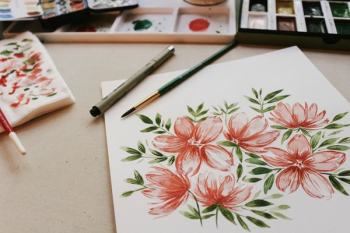red petaled flower painting red petaled flower painting