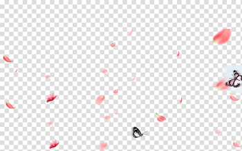 Red petals and butterfly illustration, Petal Flower Pink, Flower fly butterfly dance transparent background PNG clipart