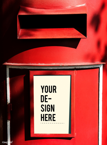 Red postbox with a white sign mockup | Free stock psd mockup - 545295