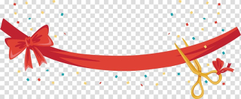 Red ribbon illustration, Grand opening ceremony transparent background PNG clipart