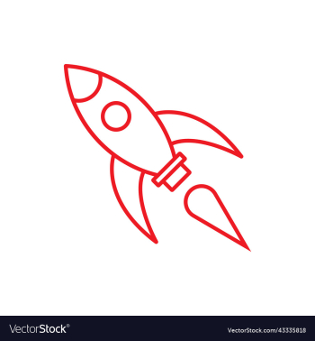 red rocket line art icon