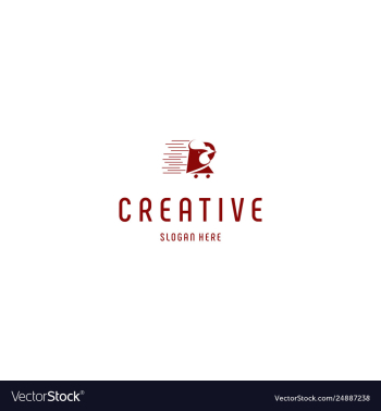Red rooster shop retail creative business logo vector image Red rooster shop retail creative business logo vector image
