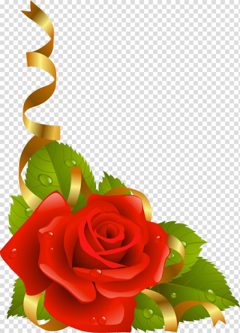 Red rose , Flower, Flowers corner decoration transparent background PNG clipart