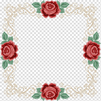 Red rose frame, Wedding invitation Flower Illustration, Rose cane frame transparent background PNG clipart