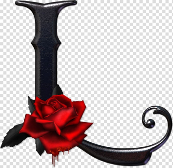 Red rose illustration, Blackletter Gothic alphabet Gothic art, L transparent background PNG clipart