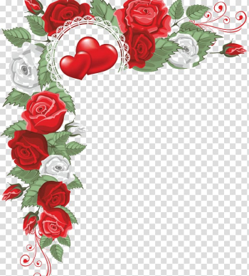 Red rose sticker, Heart Flower , Shading Borders transparent background PNG clipart