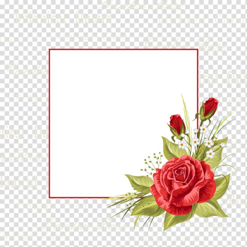 Red roses border, Flowers invitations transparent background PNG clipart