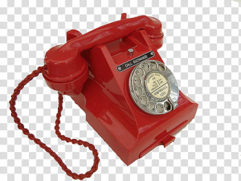 Red rotary phone transparent background PNG clipart