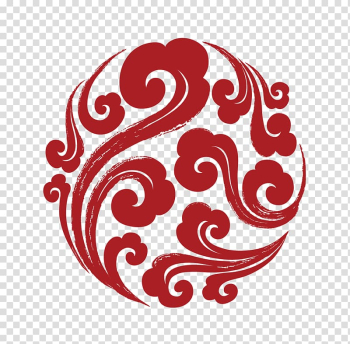 Red smoke logo, Xiangyun County Chinoiserie Cloud Drawing, Circular cloud patterns transparent background PNG clipart