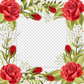 Red,white, and green flower frame illustration, Wedding invitation Greeting card Rose Flower, Flowers invitations transparent background PNG clipart