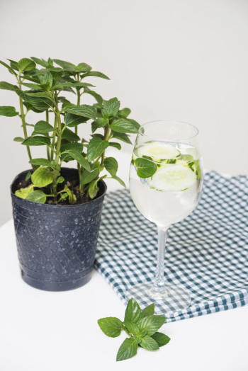 Refreshing drink on table cloth Refreshing drink on table cloth