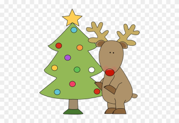 Reindeer Cliparts - Reindeer And Christmas Tree