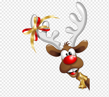 reindeer illustration, Santa Claus Christmas Humour, Christmas Reindeer, antler, mammal, vertebrate png