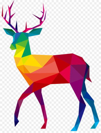Reindeer Polygon Illustration - Colorful deer Reindeer Polygon Illustration - Colorful deer