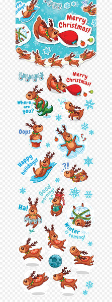 Reindeer Santa Claus Christmas Illustration - Cute Christmas Reindeer Posters 