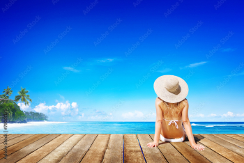 Relaxation Beach Woman Vacation Outdoors Seascape Concept Relaxation Beach Woman Vacation Outdoors Seascape Concept