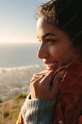 Relaxed african woman looking at a view Relaxed african woman looking at a view