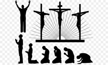 Religion Christian cross Christianity Prayer - Cross prayer pose silhouette figures 