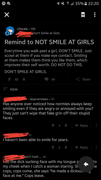 Reminder to not SMILE AT GIRLS : IncelTears Reminder to not SMILE AT GIRLS : IncelTears