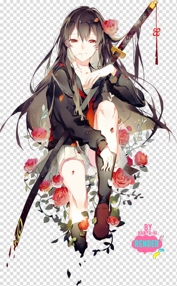 Render , female anime character hugging katana transparent background PNG clipart Render , female anime character hugging katana transparent background PNG clipart