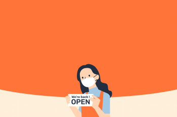 Reopening for business psd orange background Reopening for business psd orange background