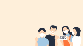 Reopening for business vector background with design space Reopening for business vector background with design space