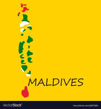 Republic of maldives flag asia world map vector image