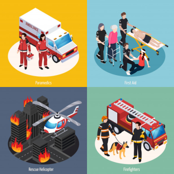 Rescue team 2x2 Free Vector