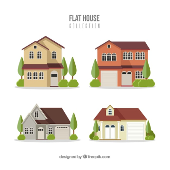 Residential houses collection in flat style Residential houses collection in flat style