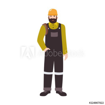 Residential plumber, drain or pipe cleaning service worker wearing overalls and hard hat