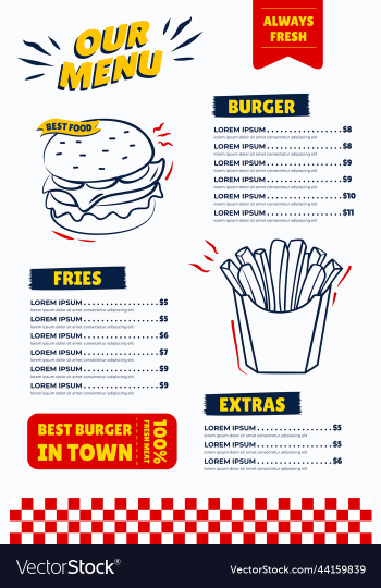 restaurant fast food burger menu restaurant fast food burger menu