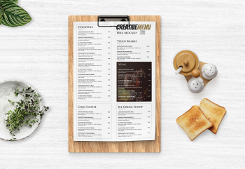 Restaurant Menu Clipboard Free Mockup