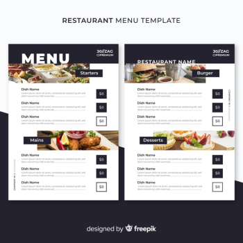 Restaurant menu template Free Vector Restaurant menu template Free Vector